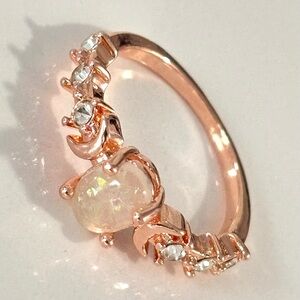 Huitan rose gold faux opal moon whit zirconia ring NWT